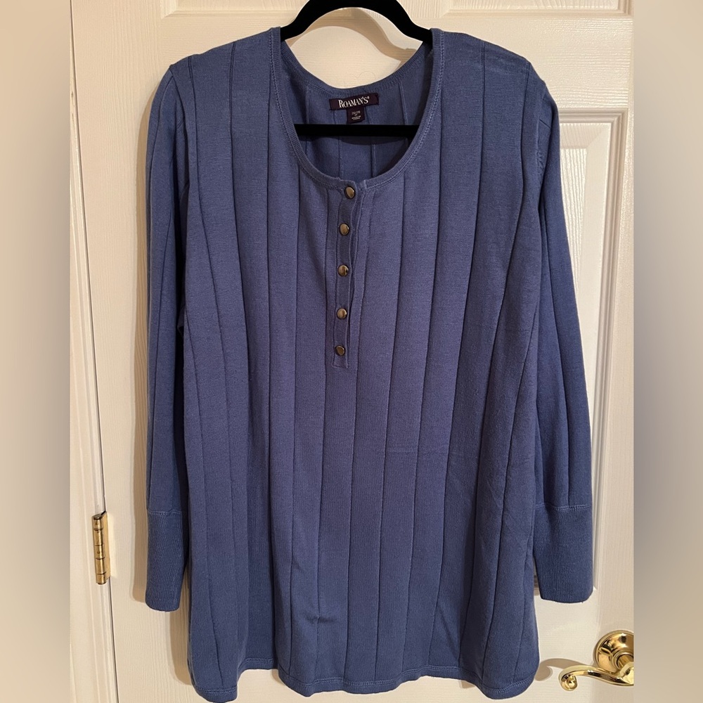 Roaman's Classic Blue Knit Sweater